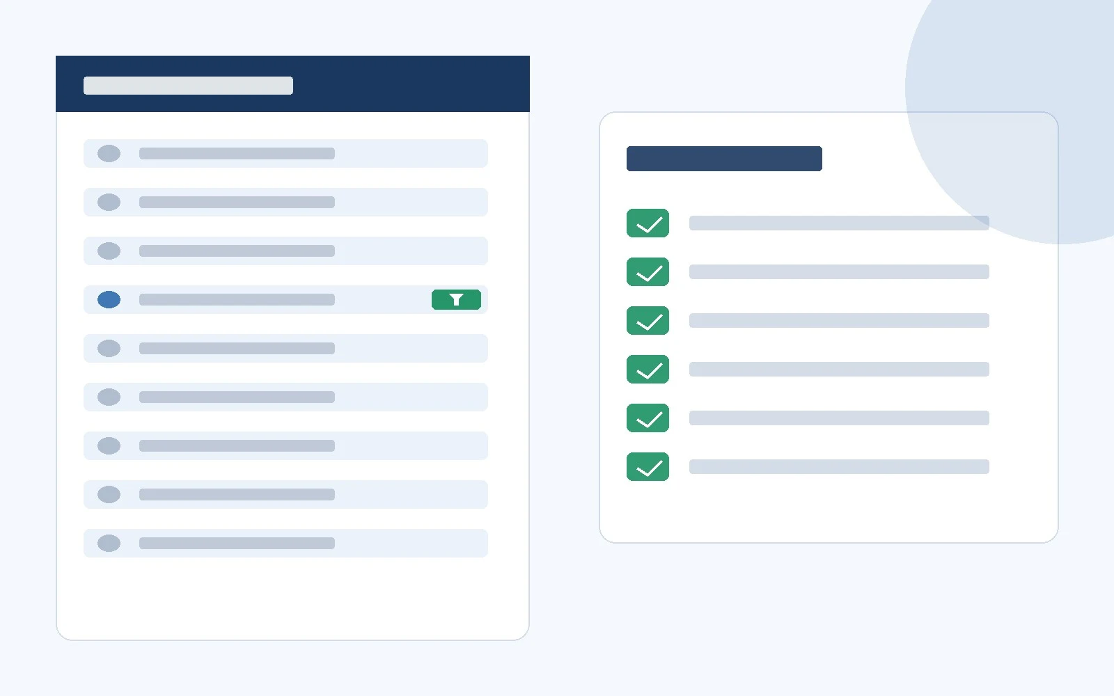 Ilustração de interface de consulta com checklist, representando o download da opinião preliminar no Delivery